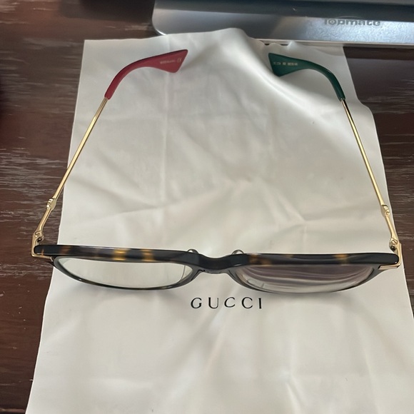 Gucci GG01120A 002 Havana/gold unisex rectangular eyeglasses w/ case & cloth - Picture 14 of 16